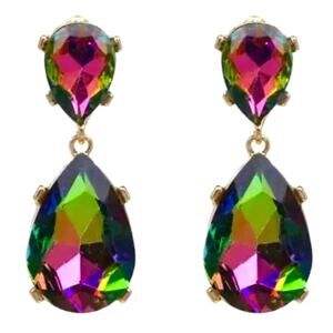 NEW Earrings 2" Mystic Topaz Faceted Teardrop Drop Jewelry Trend U311